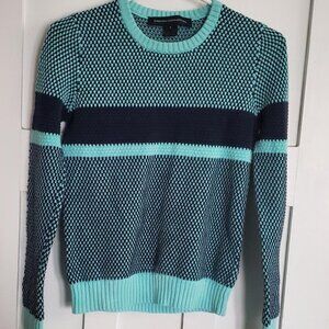Turquoise and navy blue sweater